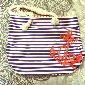Blue & white tote